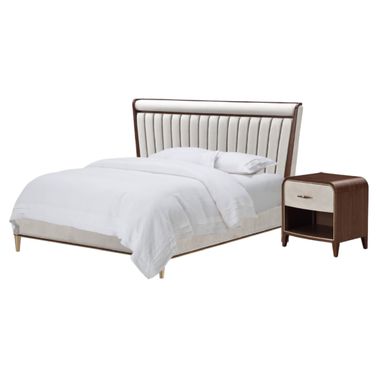 Houston Channel Tufted Panel Bedroom Set In Walnut