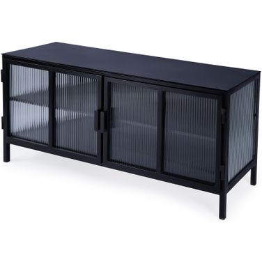 Hoxton Ribbed Glass Tv Stand In Black