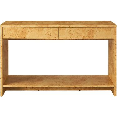 Hudson 2-Drawer Burl Wood Console Table In Natural