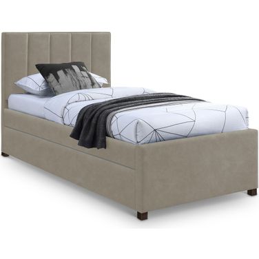 Hudson Vegan Leather Twin Trundle Bed In Beige
