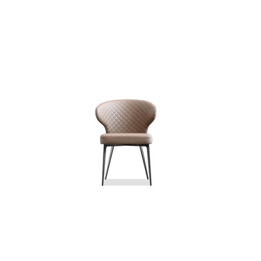 Hug Dining Armchair Set of 2 Black Powder Coated Steel Base In Russet Brown