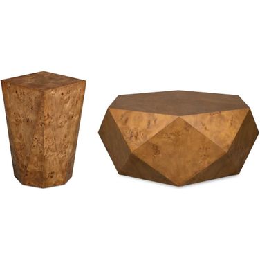 Hughes Geometric Occasional Table Set In Woodtone