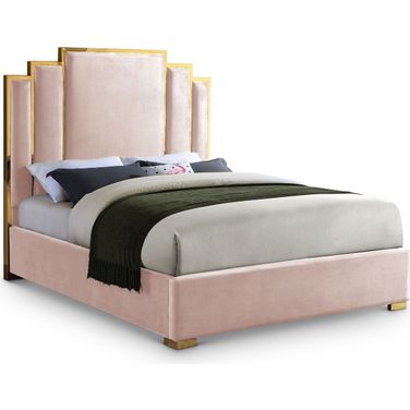 Hugo Velvet King Bed In Pink