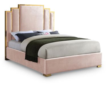 Hugo Velvet Queen Bed In Pink