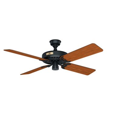 Hunter Original 52 Inch Damp Rated Ceiling Fan and Pull Chain In Walnut and Matte Black