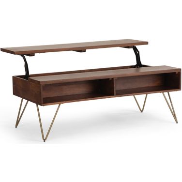 Hunter Solid Mango Wood Lift Top Coffee Table In Umber Brown
