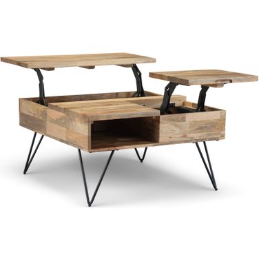 Hunter Solid Mango Wood Lift Top Square Coffee Table In Natural