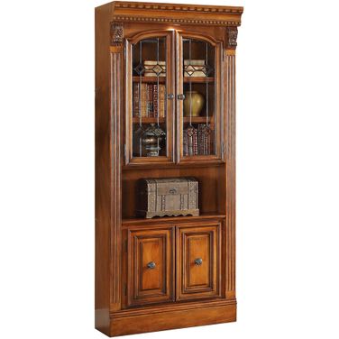 Huntington 32 Inch Glass Door Cabinet In Antique Vintage Pecan
