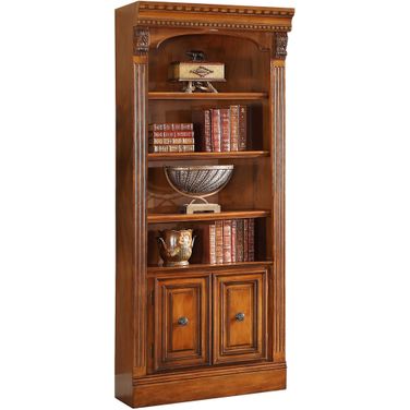 Huntington 32 Inch Open Top Bookcase In Antique Vintage Pecan