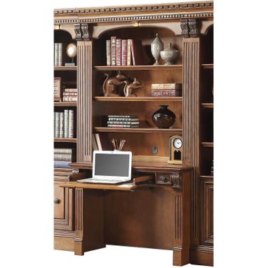 Huntington Library Desk with Hutch In Antique Vintage Pecan