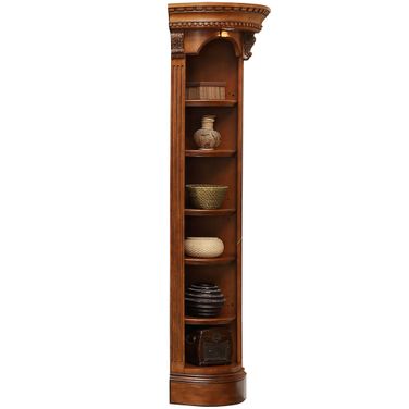 Huntington Outside Corner Bookcase In Antique Vintage Pecan