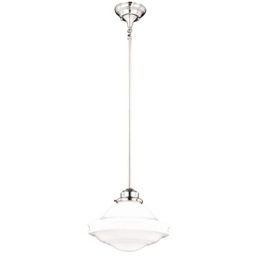 Huntley 12 Inch Pendant Milk Glass In Satin Nickel
