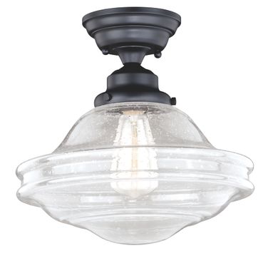 Huntley 12 Inch Semi Flush Ceiling Light Clear Glass In Oil Rubbed Bronze