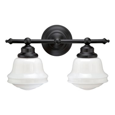 Huntley 2L Vanity Milk Glass In Oil Rubbed Bronze