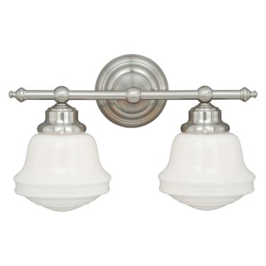 Huntley 2L Vanity Milk Glass In Satin Nickel