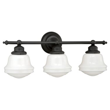 Huntley 3L Vanity Milk Glass In Oil Rubbed Bronze
