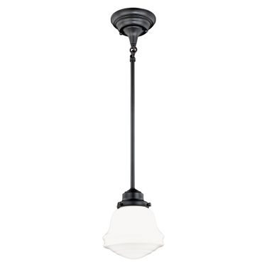Huntley 6.25 Inch Mini Pendant Milk Glass In Oil Rubbed Bronze