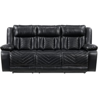 Huron Power Double Reclining Sofa with Center Drop-Down Cup Holders and Charging Ports In Black