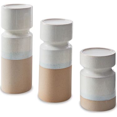 Hurston Ivory And Brown Candle Holder Set Of 3
