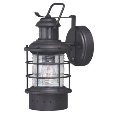 Hyannis Motion Sensor Dusk to Dawn Outdoor Wall Light In Textured Black