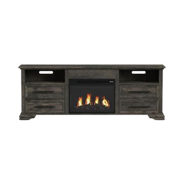 Hyde 71 Inch TV Console with Fireplace Insert In Charcoal