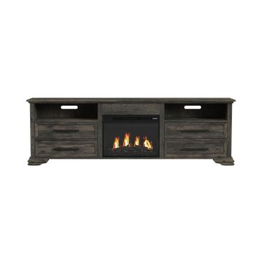 Hyde 82 Inch TV Console with Fireplace Insert In Charcoal