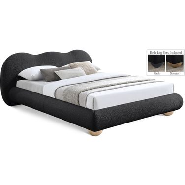 Hyde Boucle Fabric King Bed In Black