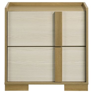 Hyland 2-Drawer Nightstand Bedside Table In Natural and White