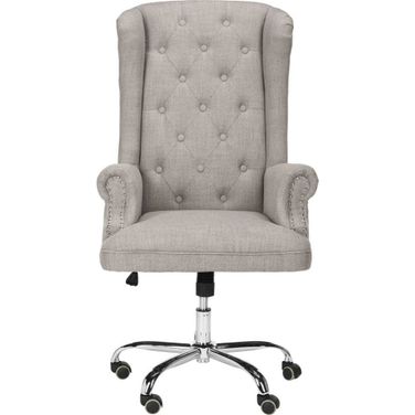 Ian Grey Linen Chrome Leg Swivel Office Chair