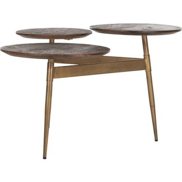 Ian Rustic Honey and Gold 3 Circle Accent Table