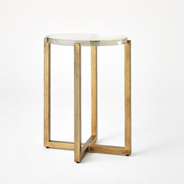 Ice Oval Block Table In Antique Gold