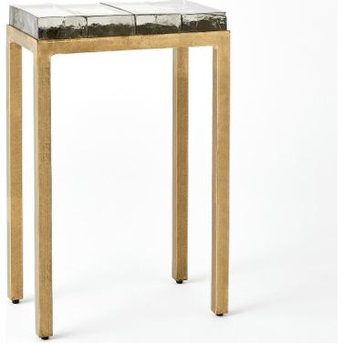 Ice Quad Block Table In Antique Gold