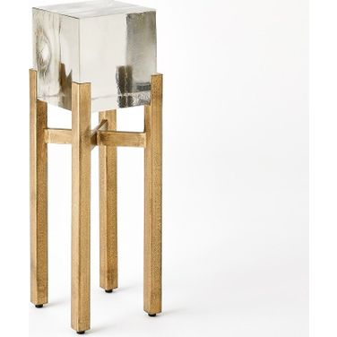 Ice Single Block Table In Antique Gold