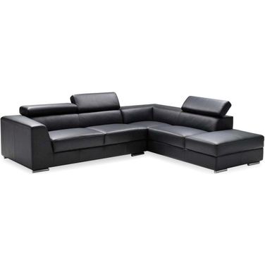Icon Black Premium Leather Right Side Facing Chaise Sectional