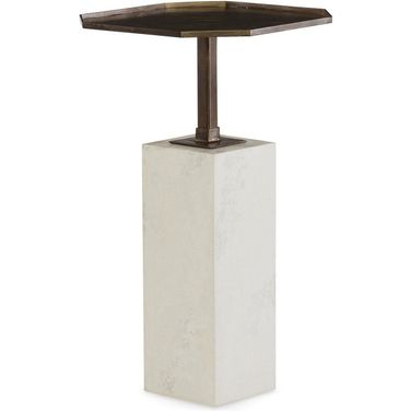 Icon Chairside Table In Off White and Iron