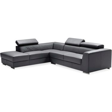 Icon Dark Gray Premium Leather Left Side Facing Chaise Sectional