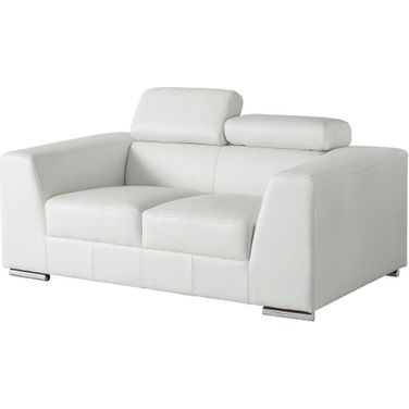 Icon White Premium Leather Loveseat