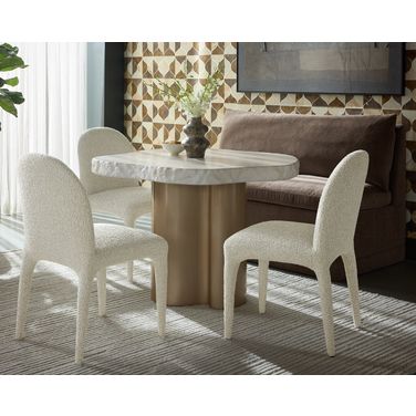 Idris 44 Inch Dining Room Set In Antique Brass and Cream