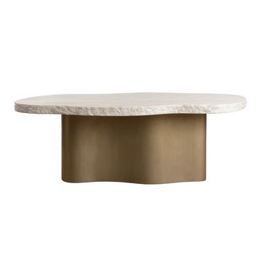 Idris 86 Inch Idris Dining Table In Antique Brass and Cream