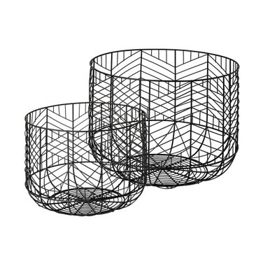 Idris Metal Geometric Mesh Bowls Set of 2 In Black