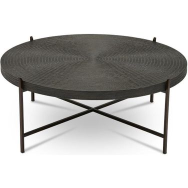 IE Series Sanskrit Coffee Table In Antique Copper Top And Bronze Frame