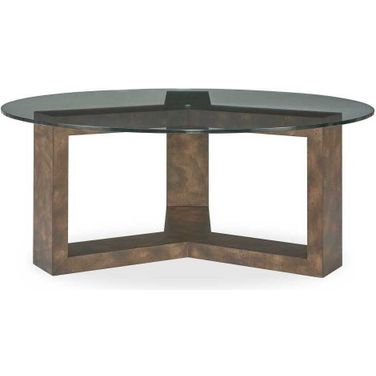 Ignis Round Glass Coffee Table In Brown and Woodtone