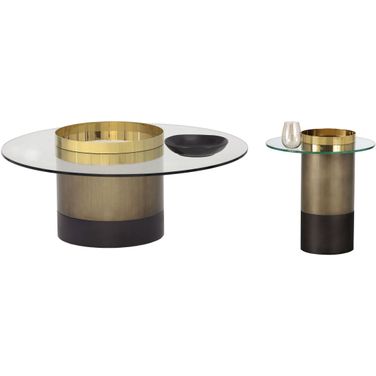 Ikon Haru Brown And Gold Occasional Table Set