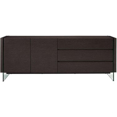 Il Vetro Buffet-Server In Dark Gray Oak Veneer With Clear Glass