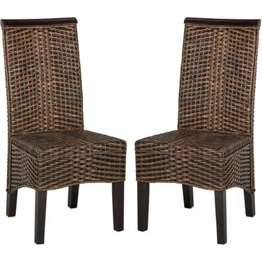 Ilya Brown and Multi Wicker Dining Chair Set of 2