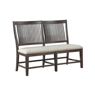 Ilya Upholstery Dining Bench In Beige and Rustic Brown Wood