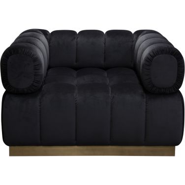 Image Low Profile Chair in Black Velvet with Brushed Gold Base