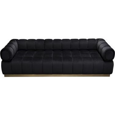 Image Low Profile Sofa in Black Velvet with Brushed Gold Base
