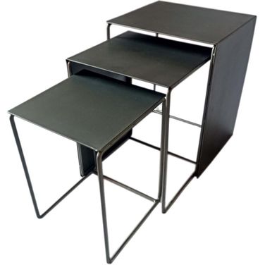 Imez 3-piece Rectangular Metal Nesting Table Grey