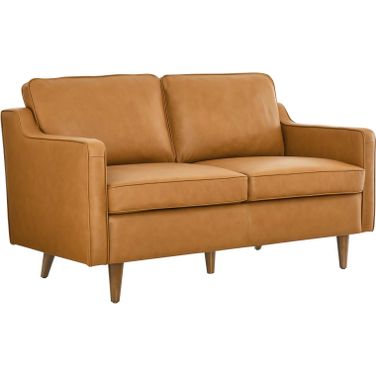 Impart Genuine Leather Loveseat In Tan